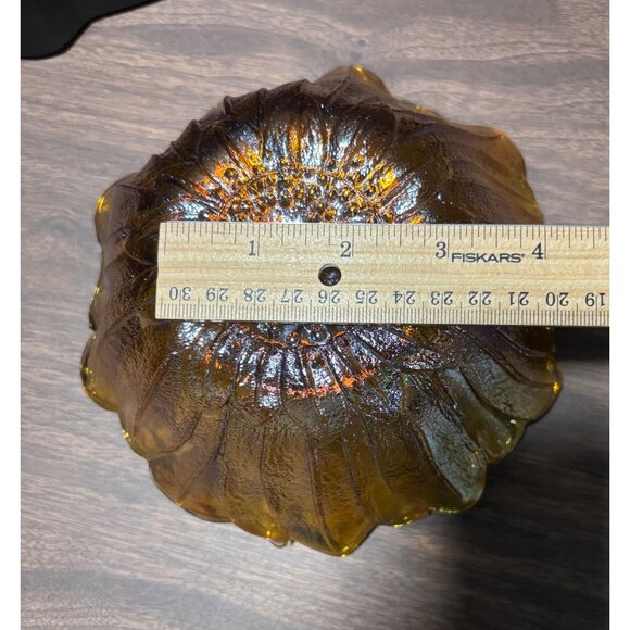 VTG 1970s 7" Nappy Lily Pons Amber Carnival by Indiana Glass Sunflower MCM - Picture 4 of 5